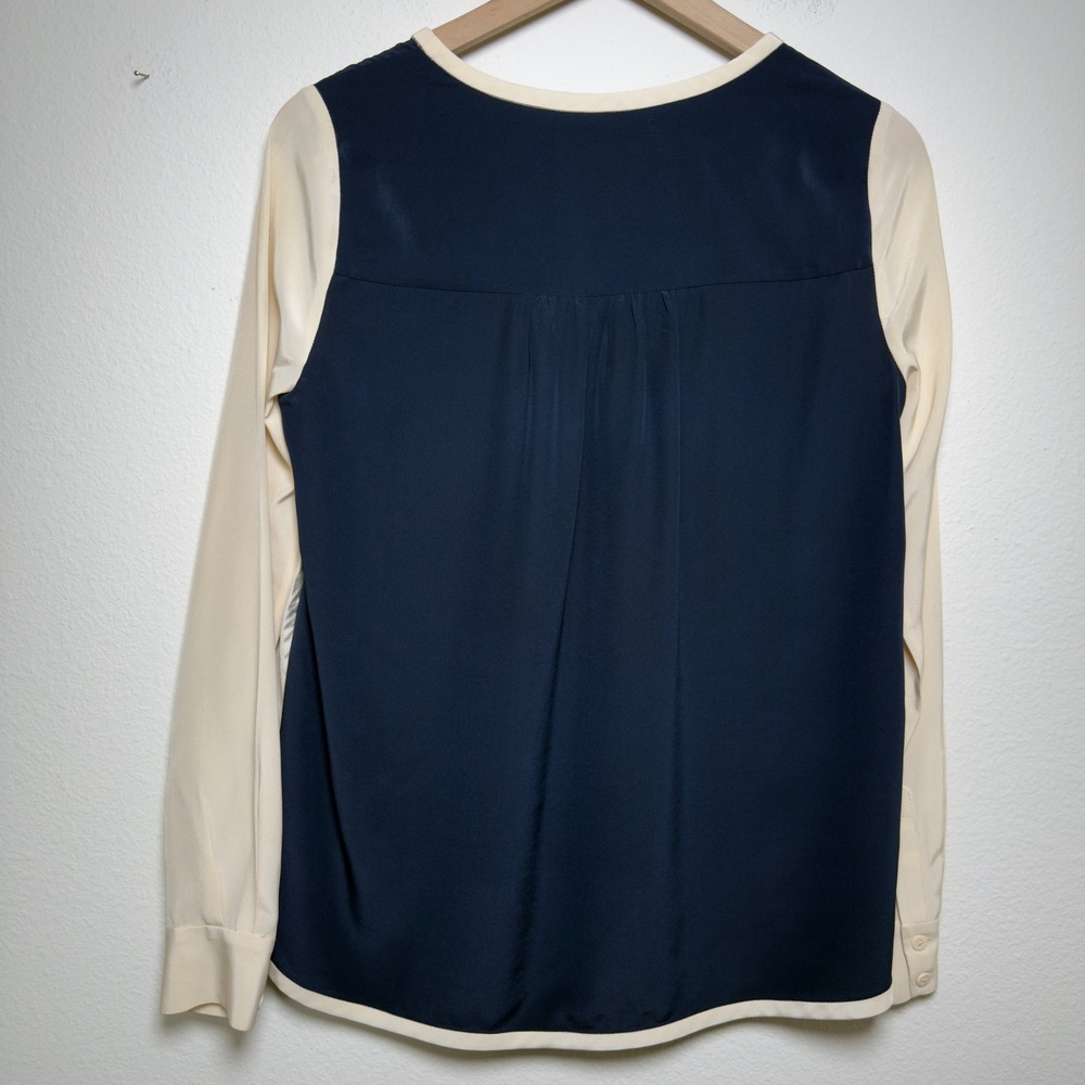 Diane von Furstenberg Womens Tabatha 100% Silk Blouse 6 Blue Preppy‎ Nautical - Picture 10 of 12
